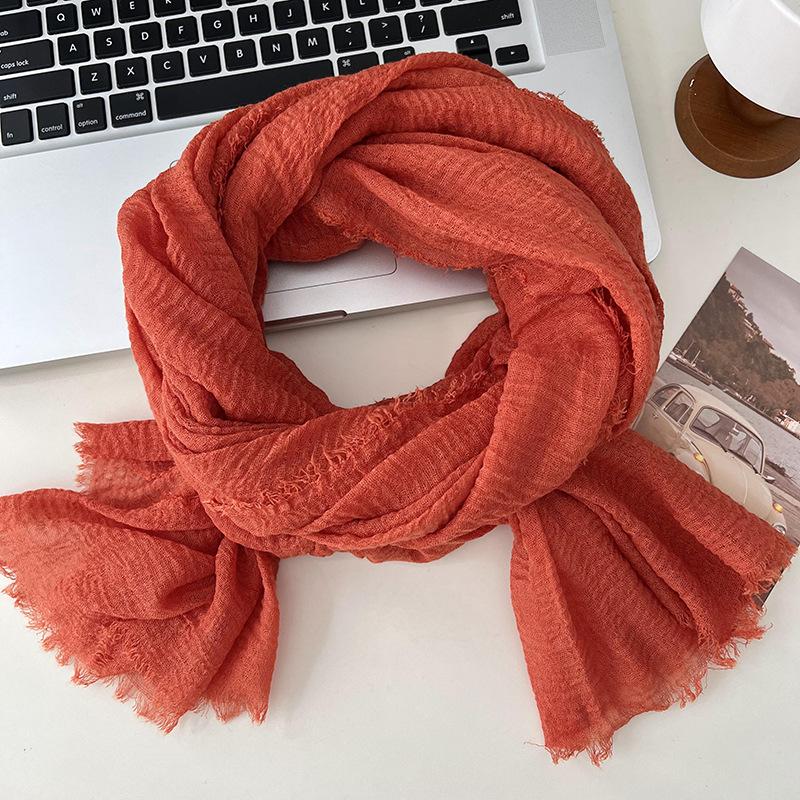 Autumn and winter scarf women's new versatile long solid color high-end scarf warm scarf shawl silk scarf