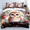 Owl With Heart Decorations Under Full Moon Bedding Set For Kids Luxury Gift 3Pcs Digital Print Comforter Set Soft Comfortable