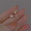 Mini Delicate 925 Silver Hypoallergenic Stud Earrings With Heart Planet Design Zircon Inlaid Pretty Valentine's Day