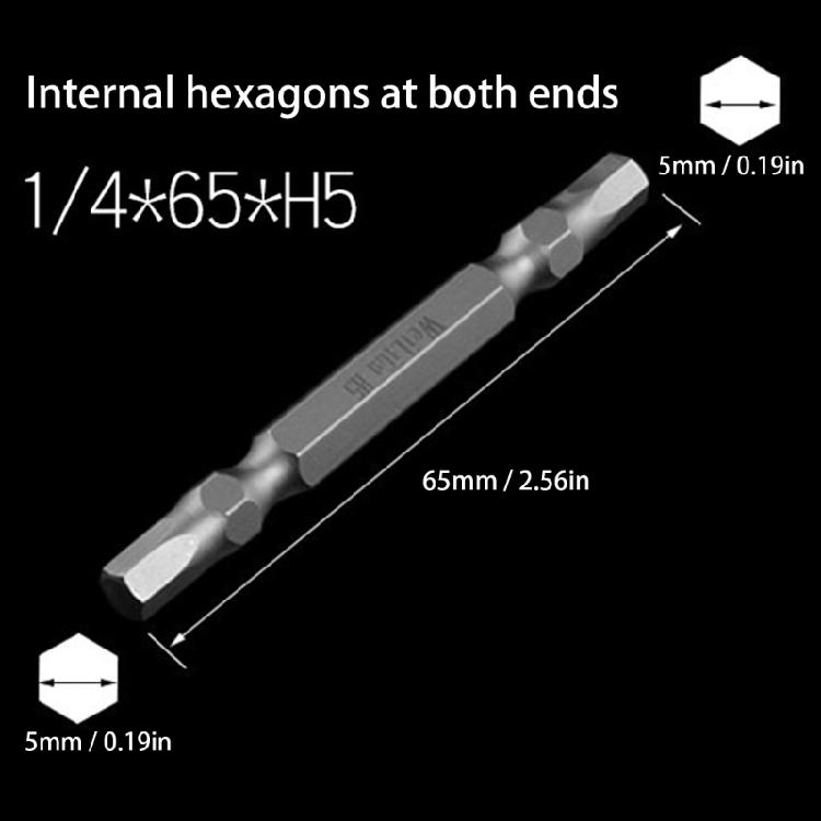 Pack Of 6 Sturdy Magnetic Double Head Hex Bits High Strength Alloy Steel Magnetic Hex Bits For Versatile Applications