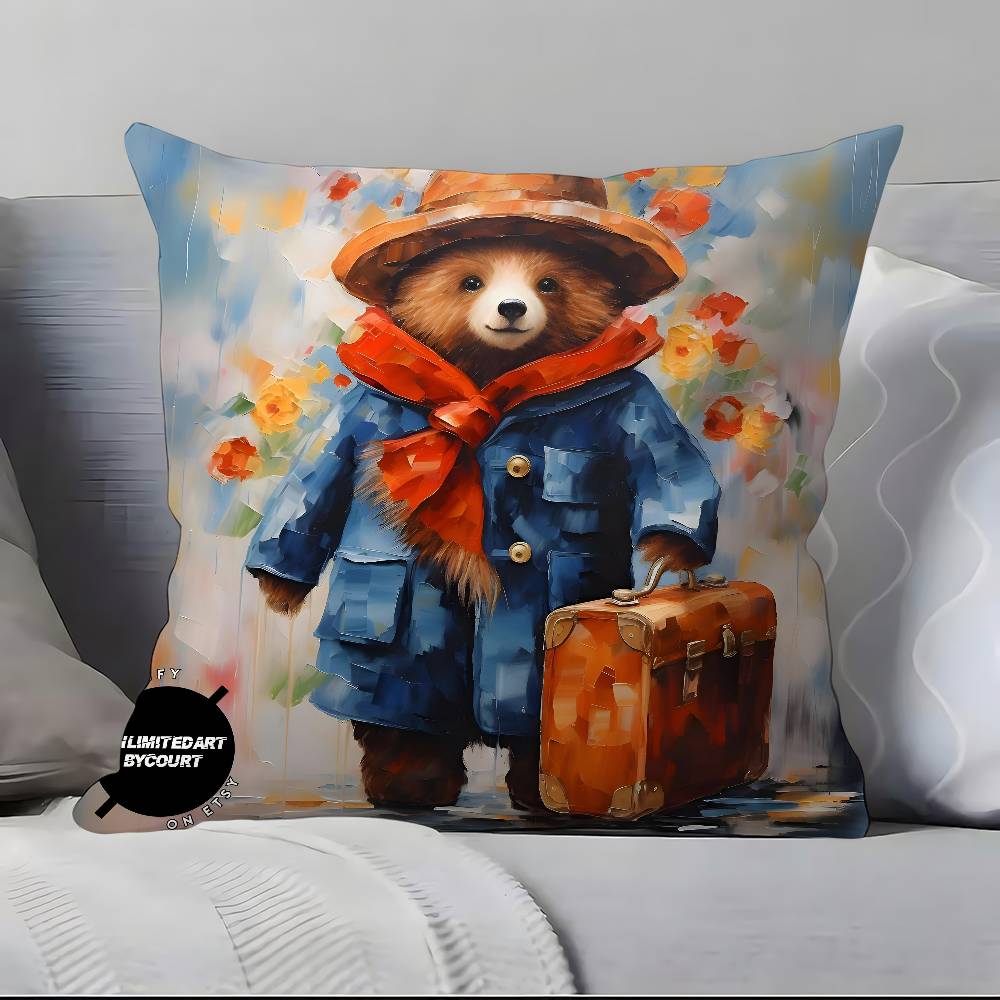 Cute P-Paddington Bear Anime Pillow Case Pillowcase Soft Skin Friendly & Comfortable With A Hidden Zipper