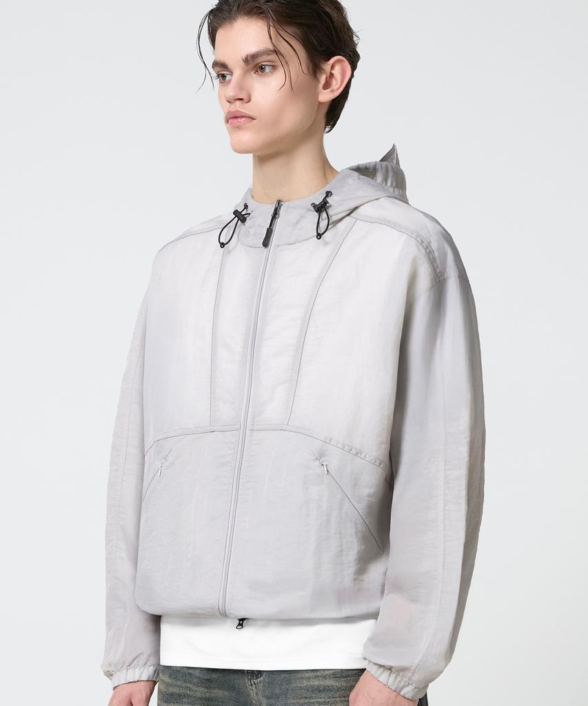 Trillion 2Way Light Sheer Hoodie Windbreaker_Light Gray
