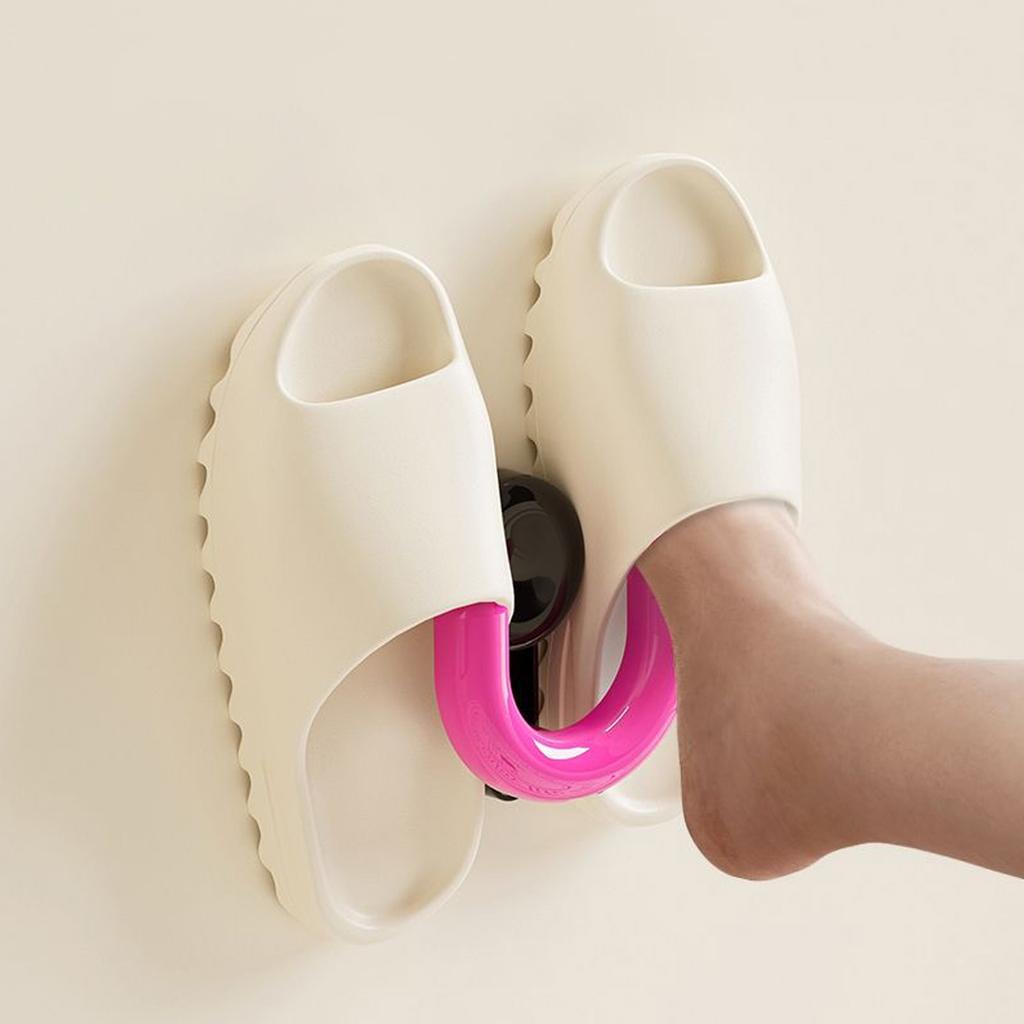 Suction Cup Wall Mounted Slipper Rack No Drilling Required Bathroom Wall Hanging Drain Hook Shoe Hanger Organizers Rack