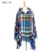 Women's Plaid Hooded Cape Ponchos Sweater Knitted Versatile Lightweight Warm Shawl Wrap Scarf Cape Poncho Pullover Cardigan Wrap Sweaters for Women