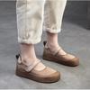 Johnature Casual Thick Soled Shoes Round Toe Genuine Leather Comfortable Women's Flat Platform Shoes
