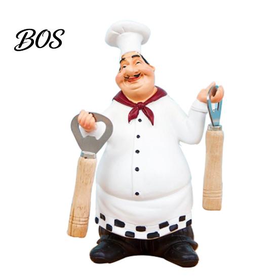 Dining Space Decoration Chef Figurine, Resin Countertop Table Decoration, Funny Statue with Cartoon Kitchen Accessory Seasoning Bottle/Bottle