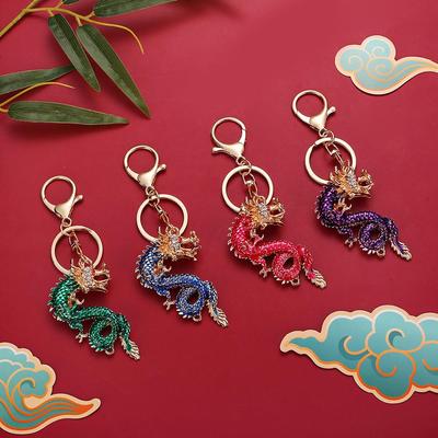 Zinc Alloy Chinese Dragon Zodiac Keychain for Year of Birth - Men's and Women's Bag Ornament, Perfect for Cross-Border Gifts