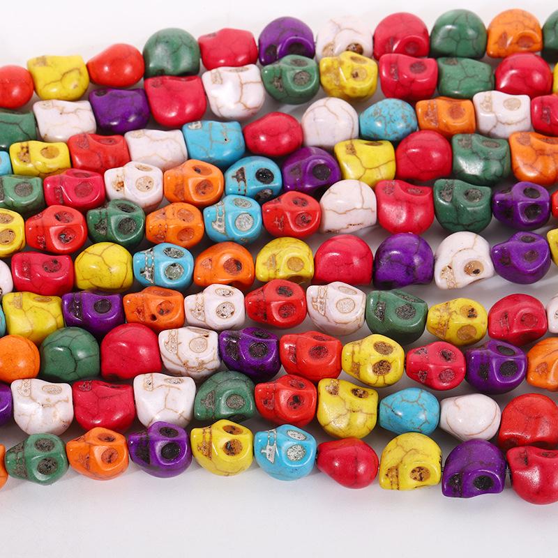 Colorful Halloween Skull Beads: Synthetic Turquoise Pendants for DIY Jewelry