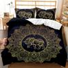 Bohemian Set povlaku na přikrývku 3D Zlaté Slunce a Měsíc Ložní Set pro Děti Dospívající Dospělé Dvojlůžko Queen King Size Polyesterový Povlak na Prošívanou Přikrývku