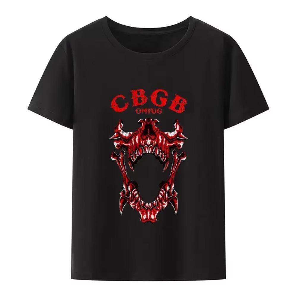 Underground Punk Rock Concert Hipster Tee Hip Hop Street Fashion Cool Tops CBGB OMFUG Liberty Skeleton Black White Print T Shirt