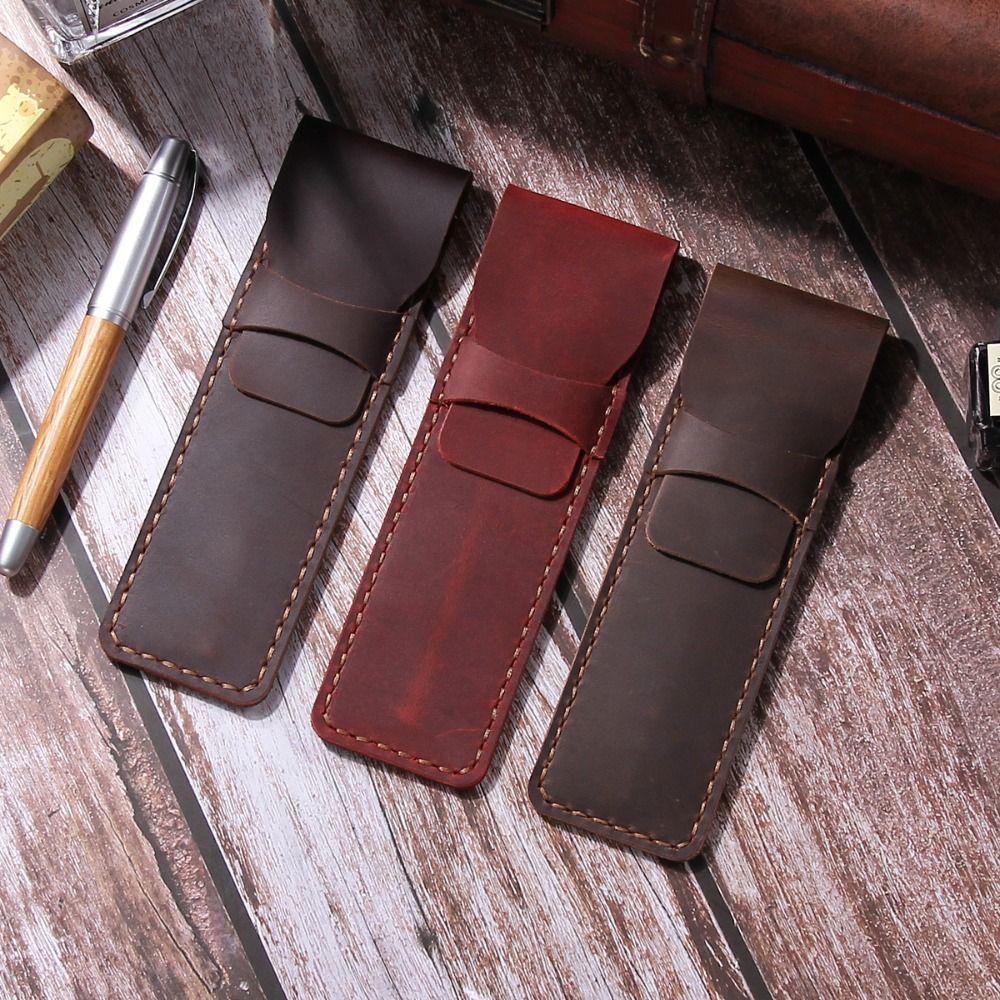 Holder Pen Protective Bag Flip Cover Pen Storage Pouch Pencil Case Leather Pen Bag College