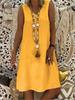 Women Summer Solid Color Sleeveless V Neck Dress Vest