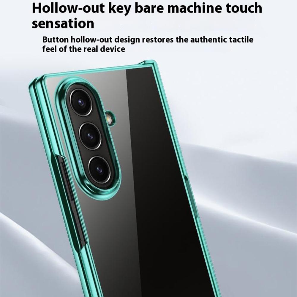 For Samsung Galaxy Z Fold7 5G Case Hinge Design Electroplating PC Clear Phone Cover