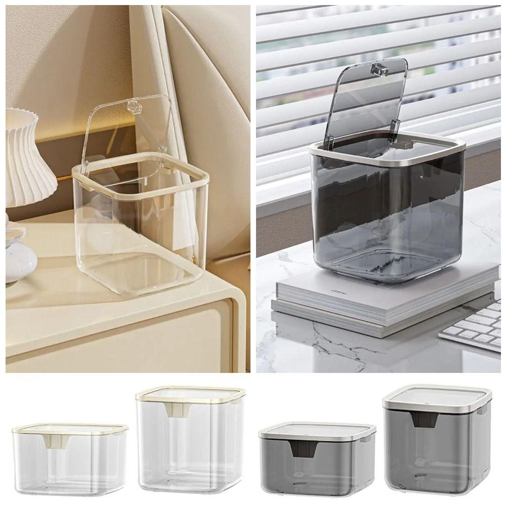 

1 шт. легкий роскошный настольный контейнер для мусора прозрачный мусорный бак прочный настольный ящик для хранения