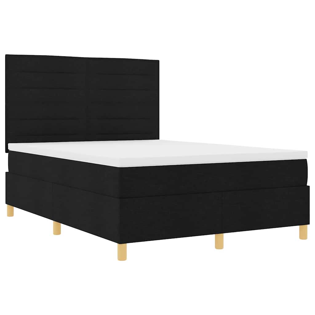 Box Spring Bed with Mattress Black 140 x 190 cm Fabric