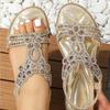 Women's Sandals Bling Bling Crystal Sandals Summer 2025 New Shoes For Women Low Heels Flat Sandalias Mujer Footwear Summer Shoes