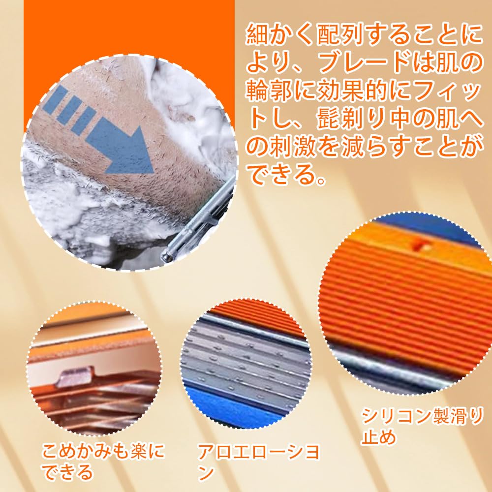 Gillette Compatible Replacement Blades for Fusion and ProGlide Shaving Machines Hypoallergenic Razor 16 - & Friction-Reducing Design, 5-Blade (Orange,