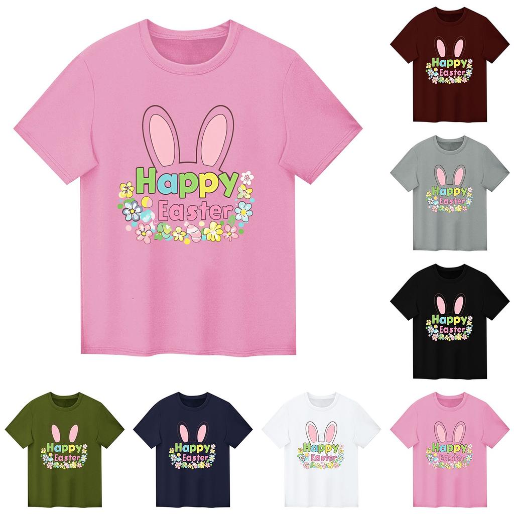 Children's Printed Short Sleeved Round Neck Casual Comfortable Loose Lightweight Top