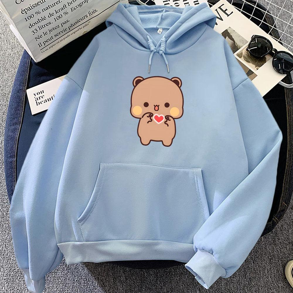 

Толстовки с капюшоном Panda Bear Bubu Dudu Kawaii Cartoon Graphic Printing Толстовки с длинными рукавами и капюшоном с карманом Зимний флис L