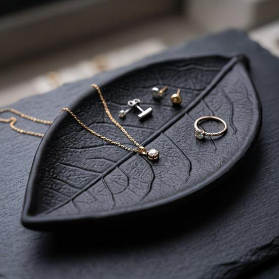 Yousheng 3D Printed Leaf Shaped Jewelry Tray, Ring Dish, Entryway Table Trays, Decorative Trinket Dish, Jewelry Organizer Tray for Rings