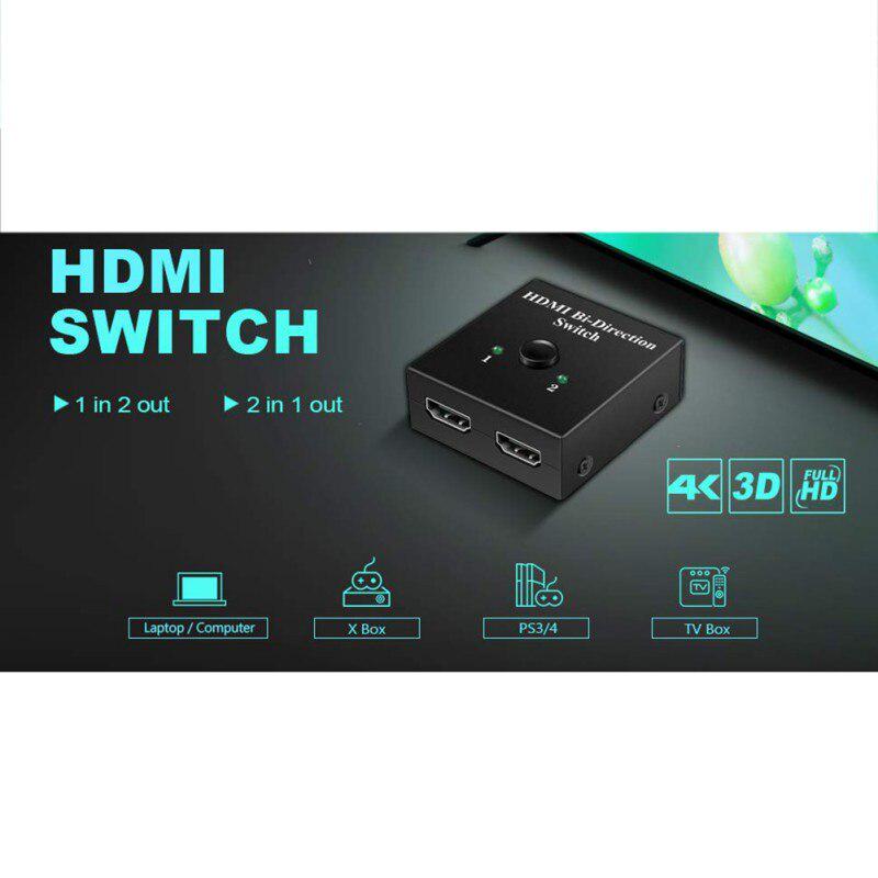 Interruptor HDMI 2 en 1 salida 1080P 4K HDMI Switcher Box Auto Splitter Switcher Plug And Play