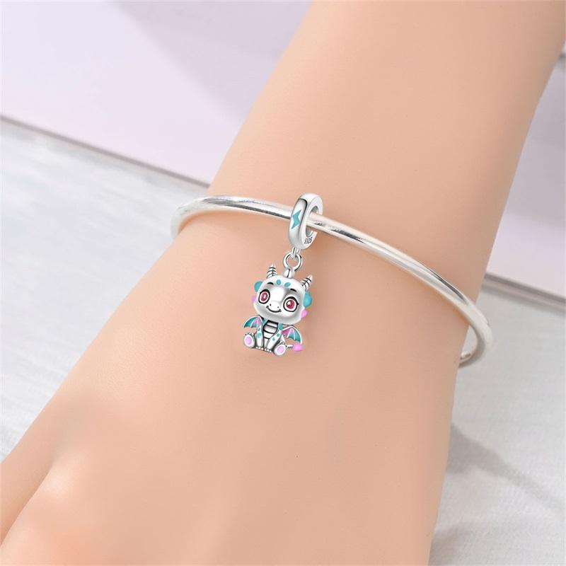 Copper Charms Beads Cute Fire Dragon Dinosaur Charms Fit Original Pendants Bracelet Diy Women Jewelry Gift