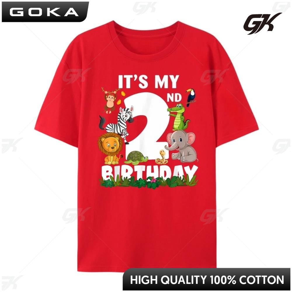 It My 2nd Birthday Zoo Jungle Safari 2 Years Old Birthday Graphic T Shirts Man Men Clothing Funny Tshirts Round Short Sleeved S