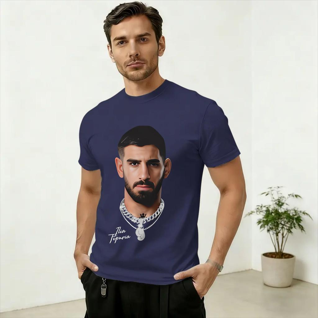 Ilia Topuria Fanart Merch T-Shirts für Unisex Reine Baumwolle Neuheit T-Shirts Rundhals T-Shirt Kurzarm Kleidung Sommer
