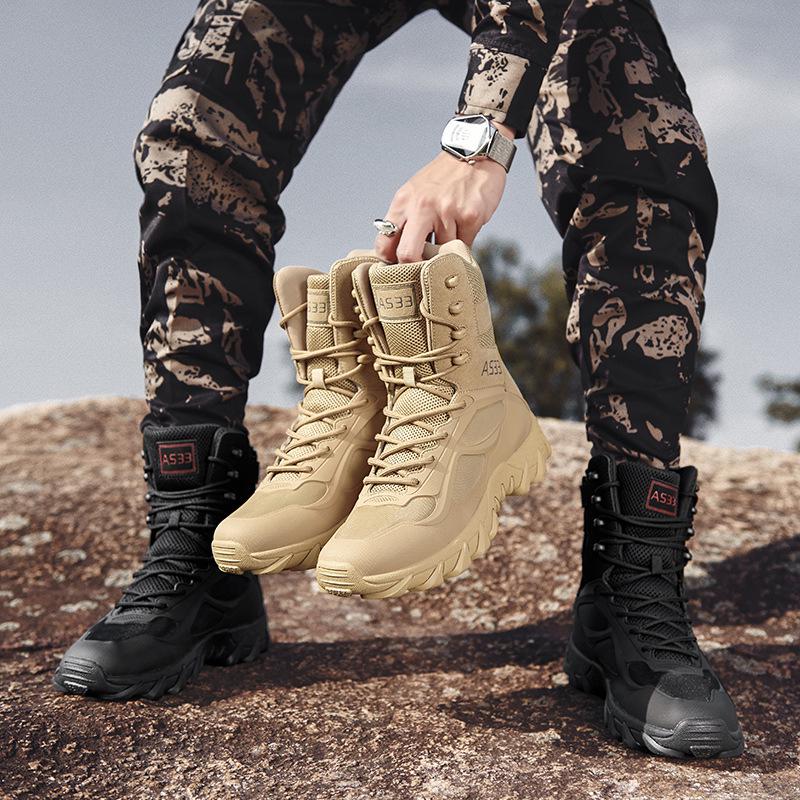 Men's Tactical High-Top Waterproof Boots - Breathable Combat, Desert, Hiking, and Outdoor Shoes