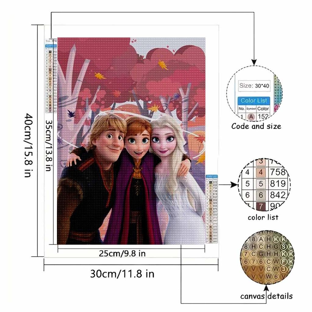 DIY Diamond Painting Elsa and Anna Cross Stitch Kit Mosaic Art Diamond Painting Full Circle Diamond Home Decoration
