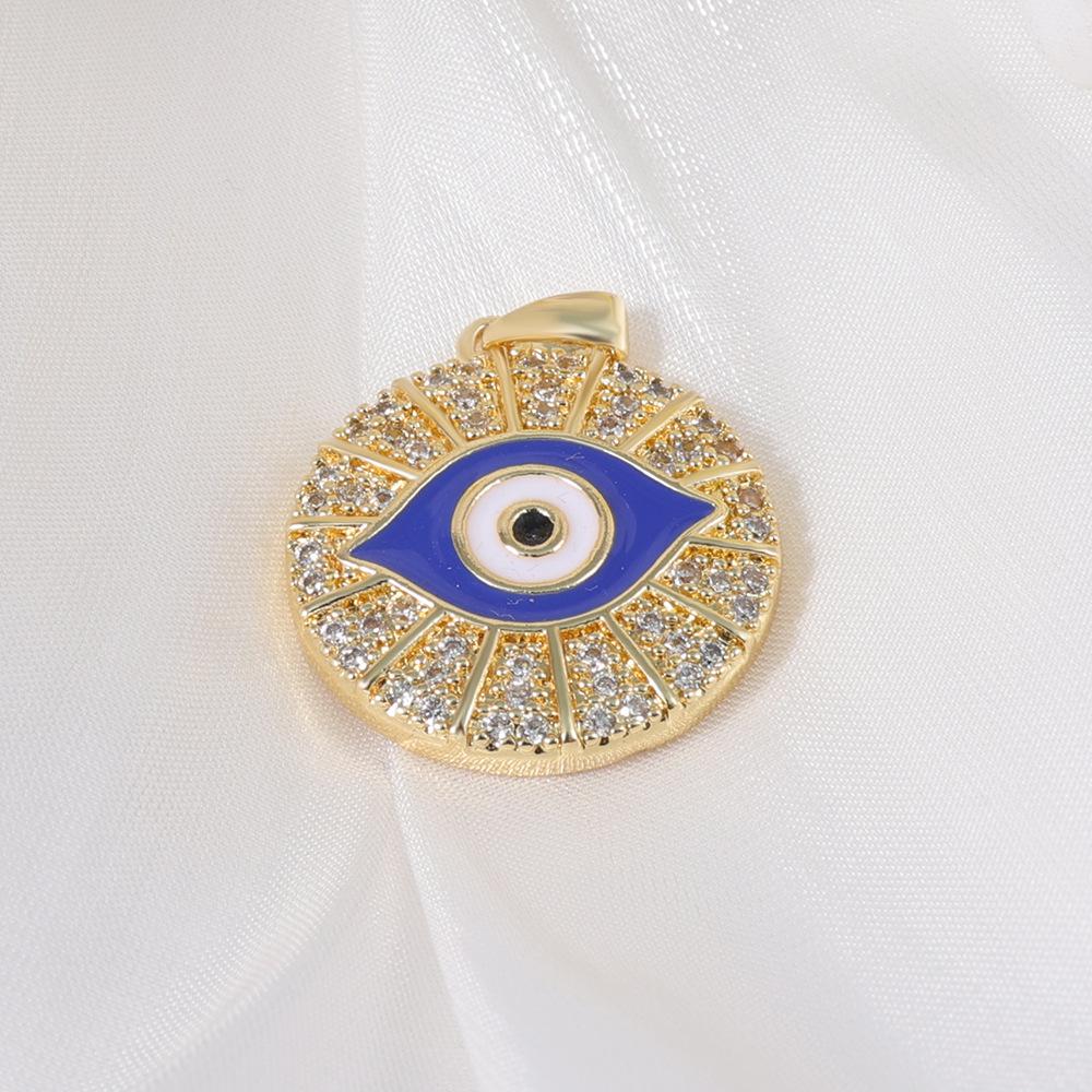 Retro Evil Eye Pendant with Rhinestones and Blue Design