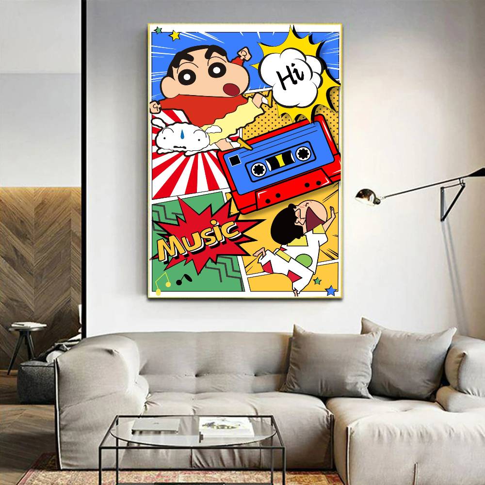 Anime C-Crayon Shin-Chan Whitepaper Poster Waterproof Paper Sticker Coffee House Bar Aesthetic Art Wall Painting