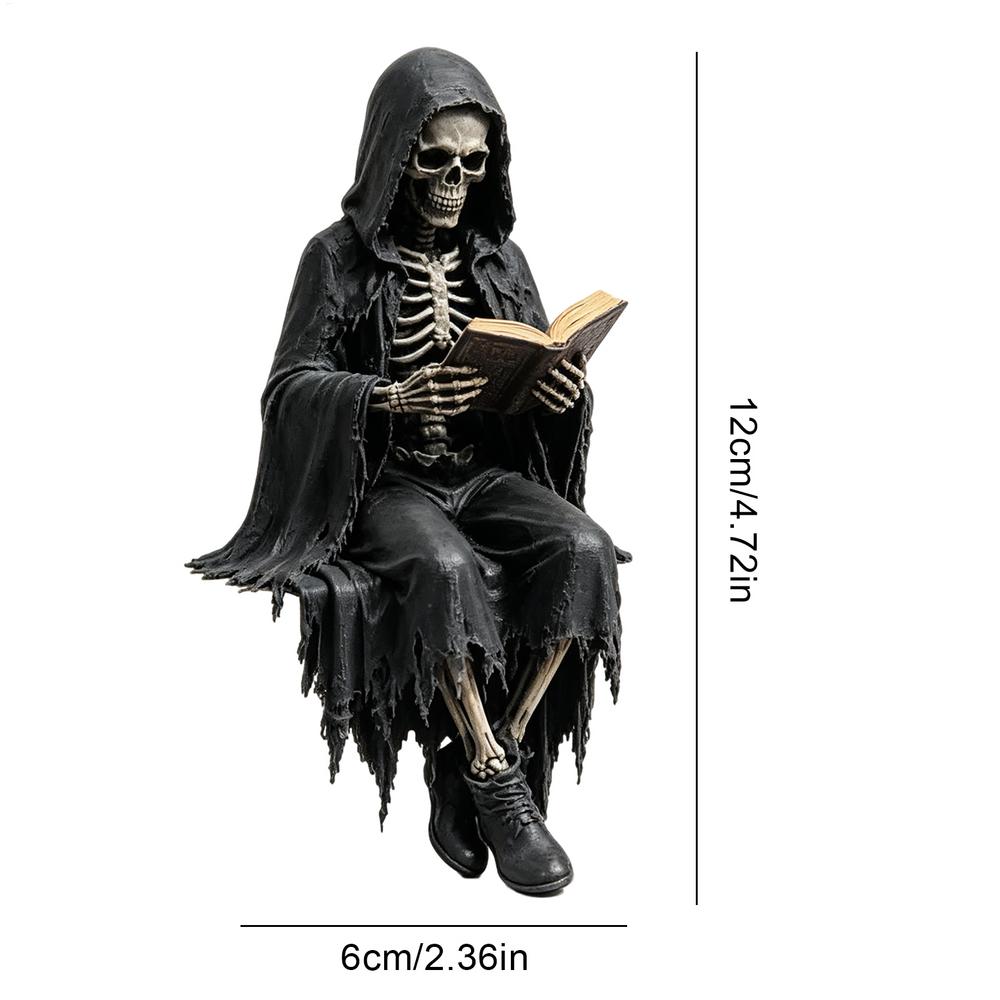 12X6cm Gothic Resin Statue, Fantasy Robed Figure Bookshelf Decor, Dark Aesthetic Tabletop Ornament for Home Office Living Room
