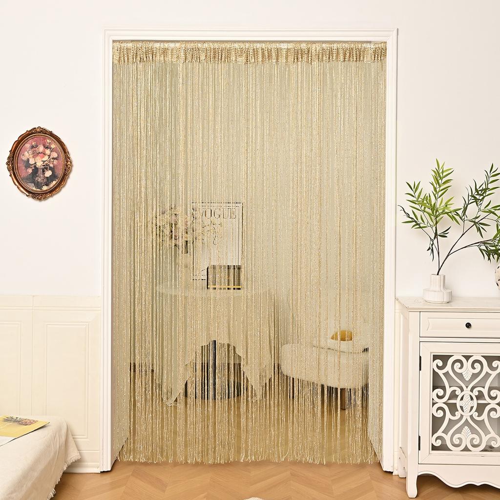 Tür-Fadenvorhang, glänzende Quaste, Blitzlinie, Tür- und Fenstervorhang, Volant, Trennwand, dekorativ für Party, Schlafzimmer, Hochzeit