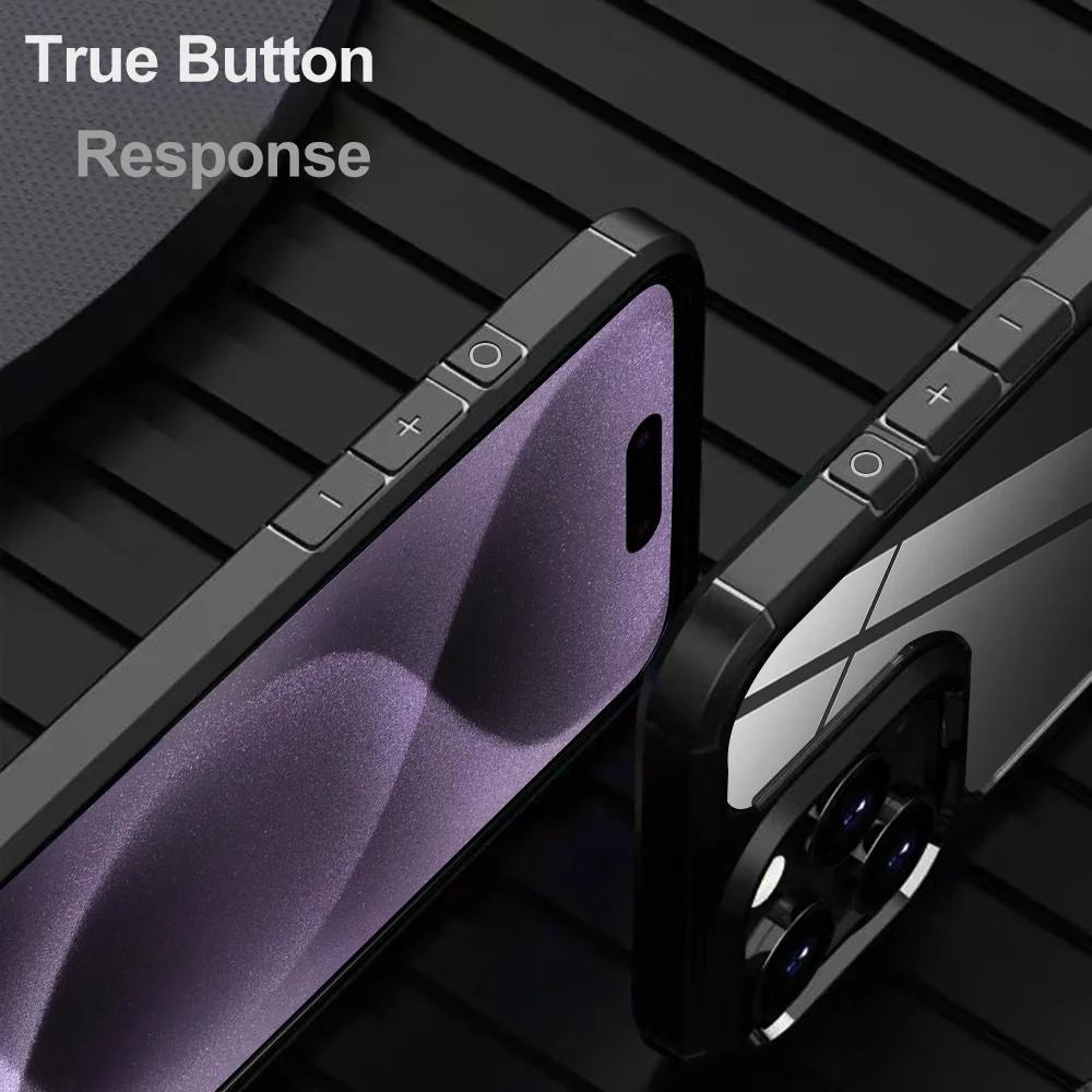 Luxury Transparent Shockproof Bumper Armor Case for iPhone 16 15 14 Plus 13 12 11 Pro Max X XS 7 8 Rugged Frame Hard Back Cover