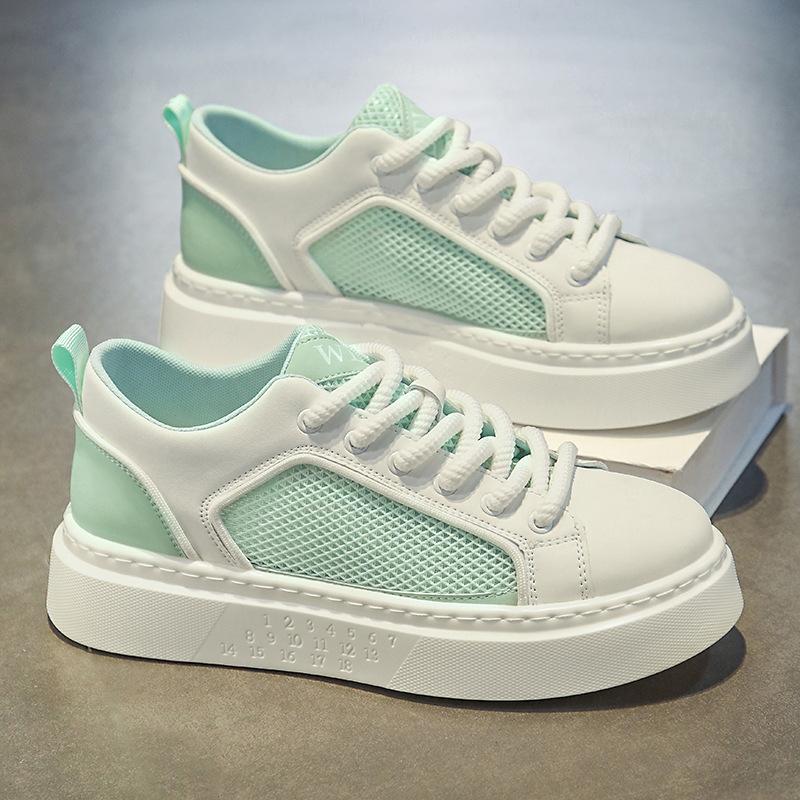 

2025 Белые мужские кроссовки Дышащие кеды для скейтбординга Уличные мужские кроссовки для ходьбы и бега Пара Легкие повседневные кроссовки 44 циан