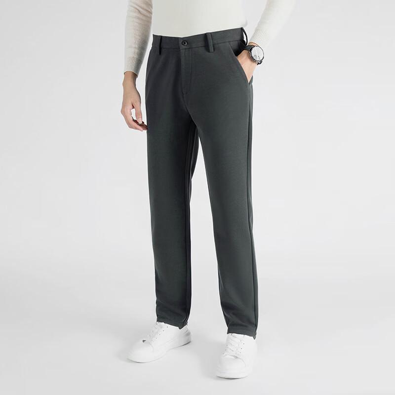 Men's Brushed Wool Blend Straight-Leg Thermal Casual Pants