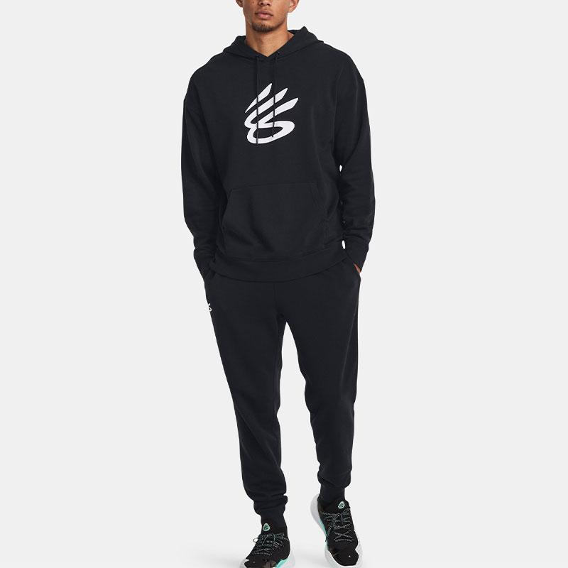 Under Armour Curry Splash Fleece-Lined Warm Drawstring Joggers Men Bottoms Black 1380838-001
