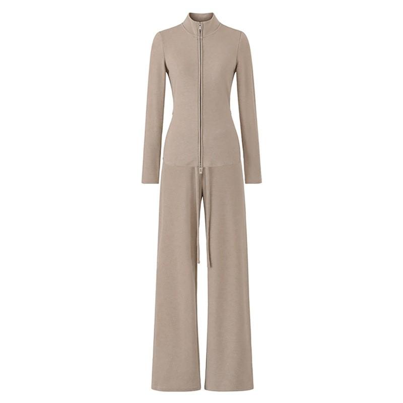 Winter Brushed Tracksuit Set Zip Up Hoodie Straight Leg Pants Casual Sportswear Women