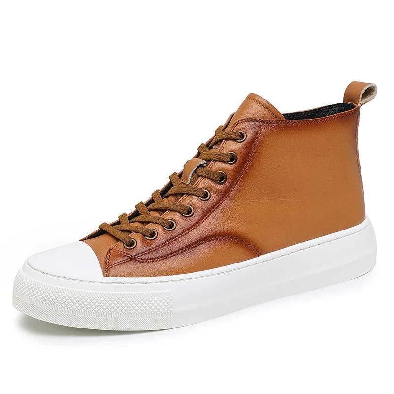 Fashion British Style Men's Genuine Leather Casual Shoes Fashionable Business Work Shoes Men's Banquet Formal Shoes Winter Short Boots