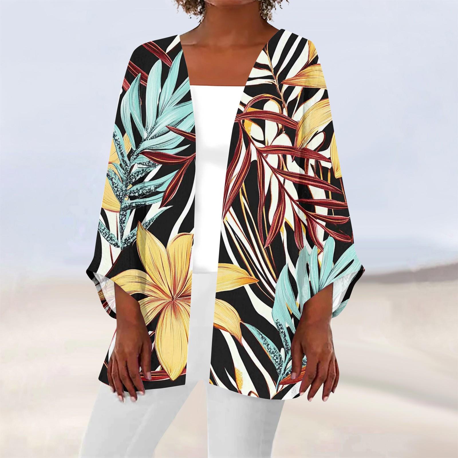 

Женская повседневная модная легкая куртка средней длины с принтом, кардиган L жёлтый