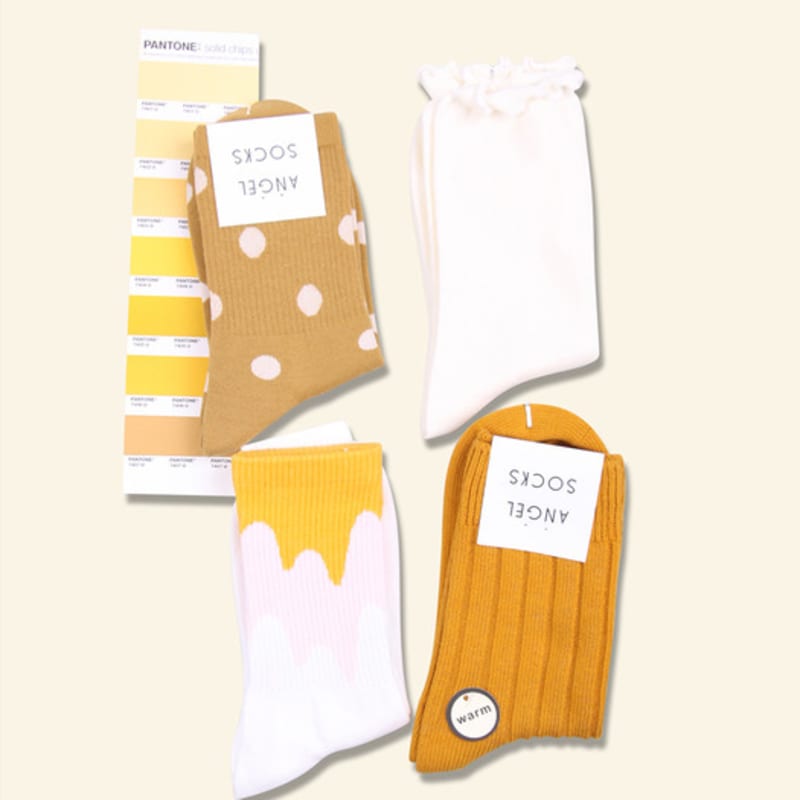 ANGEL SOCKS Set 2_Yellow Package Yellow Socks Yellow Socks Socks Daily Look Daily Fashion Socks Site