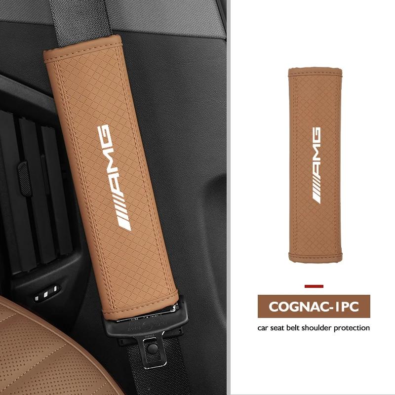 Leather Car Seat Safety Belt Soft Protector Shoulder Strap Pad For Mercedes Benz AMG W202 W212 W213 WAMG 220 W221 W222 C180 C200
