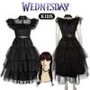 Wednesday Addams Kids Dress Cosplay Costume Party A-shaped Tiered Skirt