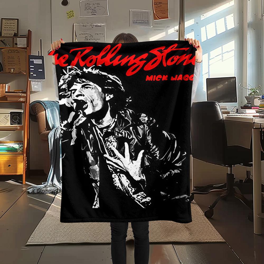 

1 шт. Фланелевое одеяло с принтом The Rolling Stones, Высокое качество, Удобное для всех сезонов, Декор для дома, Тепло и уют 80cm x 120cm