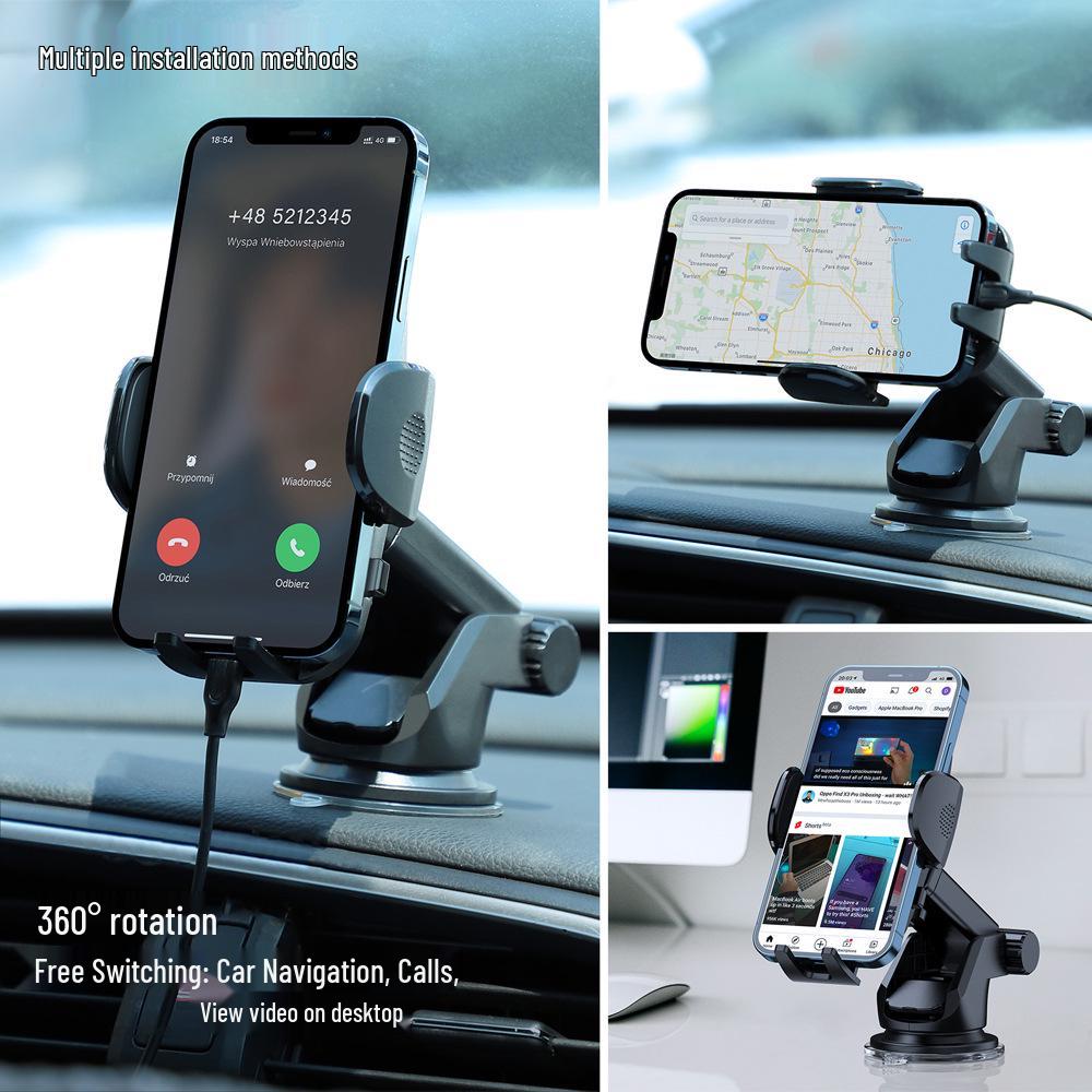 Soporte Multifuncional Premium para Teléfono de Coche con Ventosa para Montaje en Salpicadero y Consola