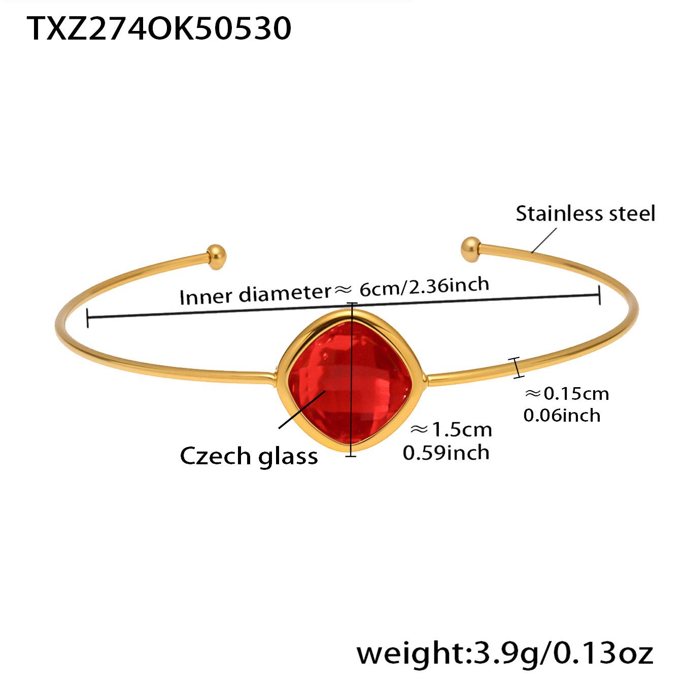 

Multiple Styles 316 Stainless Steel Bracelet Women s Colorful Glass Waterproof 18K Gold Plated Open Bangle Female Luxury Zircon