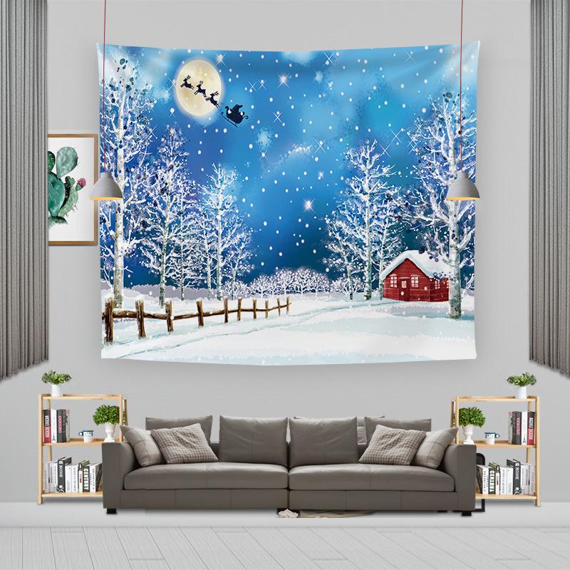 Cartoon Weihnachtsmann Wandbehang Wandteppich Frohe Weihnachten Wandteppich Hintergrundtuch Polyester Fröhliche Frohe Weihnachten Wandteppiche