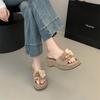 Retro Non-slip Flat Bottom One-word Flower Women's Shoes To Wear 2025 New Summer Fashion Casual Sandals