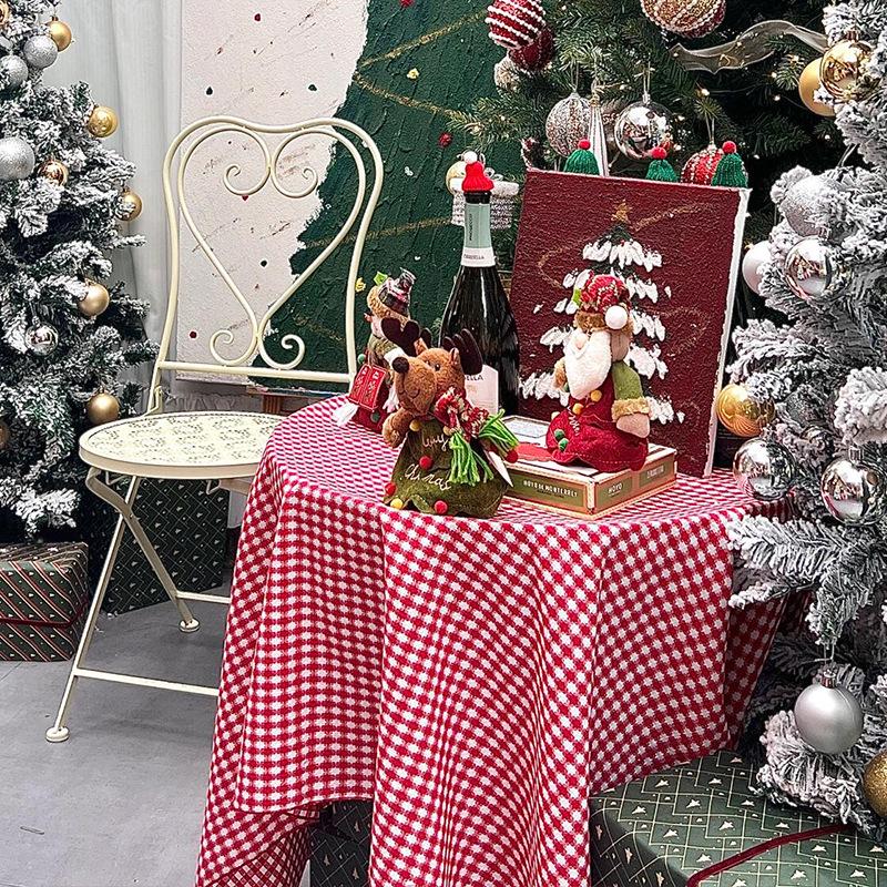 High-End Red Plaid Christmas & New Year Tablecloth for Dining & Coffee Tables